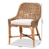 Baxton Studio Kyle Modern Bohemian Natural Brown Woven Rattan Dining Side Chair With Cushion