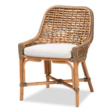 Baxton Studio Kyle Modern Bohemian Natural Brown Woven Rattan Dining Side Chair With Cushion