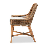 Baxton Studio Kyle Modern Bohemian Natural Brown Woven Rattan Dining Side Chair With Cushion