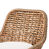 Baxton Studio Kyle Modern Bohemian Natural Brown Woven Rattan Dining Side Chair With Cushion