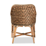 Baxton Studio Kyle Modern Bohemian Natural Brown Woven Rattan Dining Arm Chair with Cushion