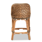 Baxton Studio Kyle Modern Bohemian Natural Brown Woven Rattan Counter Stool with Cushion