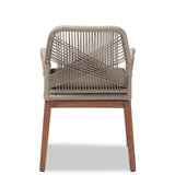 Baxton Studio Jennifer Mid-Century Transitional Grey Woven Rope Mahogany Dining Arm Chair
