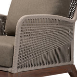 Baxton Studio Jennifer Mid-Century Transitional Grey Woven Rope Mahogany Accent Chair