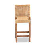 Baxton Studio Lesia Modern Bohemian Natural Brown Rattan and Walnut Brown Finished Wood Counter Stool