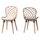 Baxton Studio Sabelle Modern Bohemian Natural Brown Finished Teak Wood and Greywashed Rattan Dining Chair