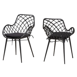 Baxton Studio Ballerina Modern Bohemian Black Finished Rattan and Metal Dining Chair