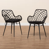 Baxton Studio Ballerina Modern Bohemian Black Finished Rattan and Metal Dining Chair