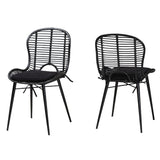 Baxton Studio Brenna Modern Bohemian Black Finished Rattan and Metal Dining Chair