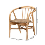 Baxton Studio Kyoto Modern Bohemian Natural Brown Rattan 2-Piece Dining Chair Set