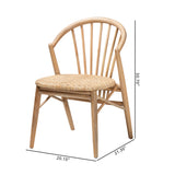 Baxton Studio Kobe Mid-Century Modern Natural Brown Finished Wood and Rattan Dining Chair