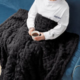 Madison Park Ruched Fur Glam/Luxury 100% Polyester Solid Long Fur Throw MP50-7821