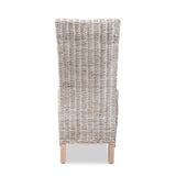 Baxton Studio Trianna Rustic Transitional Whitewashed Rattan and Natural Brown Finished Wood Dining Chair