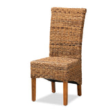 Trianna Rustic Transitional Natural Abaca and Brown Finished Wood Dining Chair