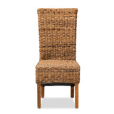 Baxton Studio Trianna Rustic Transitional Natural Abaca and Brown Finished Wood Dining Chair