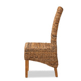 Baxton Studio Trianna Rustic Transitional Natural Abaca and Brown Finished Wood Dining Chair