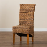 Baxton Studio Trianna Rustic Transitional Natural Abaca and Brown Finished Wood Dining Chair