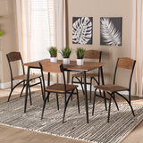 Baxton Studio Neona Modern Industrial Walnut Brown Finished Wood and Black Metal 5-Piece Dining Set