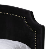 Oxley Traditional Glam and Luxe Black Velvet and Gold Metal Queen Size Panel Bed