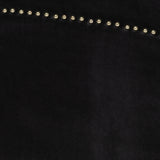 Oxley Traditional Glam and Luxe Black Velvet and Gold Metal Queen Size Panel Bed