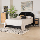 Oxley Traditional Glam and Luxe Black Velvet and Gold Metal Queen Size Panel Bed