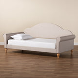 Chaise Classic and Traditional Light Grey Fabric and Natural Brown Finished Wood Twin Size Daybed