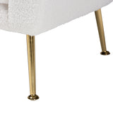 Fantasia Modern and Contemporary Ivory Boucle Upholstered and Gold Metal Armchair