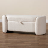 Oakes Modern and Contemporary Ivory Boucle Upholstered Storage Bench