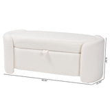 Oakes Modern and Contemporary Ivory Boucle Upholstered Storage Bench