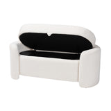 Oakes Modern and Contemporary Ivory Boucle Upholstered Storage Bench