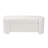 Oakes Modern and Contemporary Ivory Boucle Upholstered Storage Bench