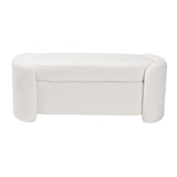 Oakes Modern and Contemporary Ivory Boucle Upholstered Storage Bench