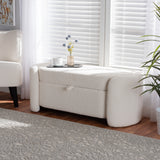 Oakes Modern and Contemporary Ivory Boucle Upholstered Storage Bench