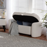 Oakes Modern and Contemporary Ivory Boucle Upholstered Storage Bench