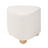 Brielle Modern and Contemporary Ivory Boucle Upholstered and Natural Brown Finished Wood Ottoman