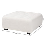 Athena Modern and Contemporary Ivory Boucle Upholstered and Black Finished Wood Square Ottoman