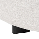 Athena Modern and Contemporary Ivory Boucle Upholstered and Black Finished Wood Round Ottoman