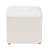 Isaiah Modern and Contemporary Ivory Boucle Upholstered Ottoman