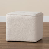 Isaiah Modern and Contemporary Ivory Boucle Upholstered Ottoman