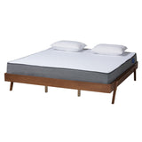 Sarita Mid-Century Modern Ash Walnut Finished Wood Bed Frame