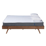 Baxton Studio Sarita Mid-Century Modern Ash Walnut Finished Wood King Size Bed Frame