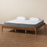 Baxton Studio Agatis Mid-Century Modern Ash Walnut Finished Wood King Size Bed Frame