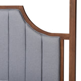 Baxton Studio Dakota Classic and Traditional Light Grey Fabric and Ash Walnut Finished Wood Queen Size Platform Canopy Bed