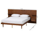 Baxton Studio Graham Mid-Century Modern Transitional Ash Walnut Finished Wood Queen Size Platform Storage Bed with Built-In Nightstands