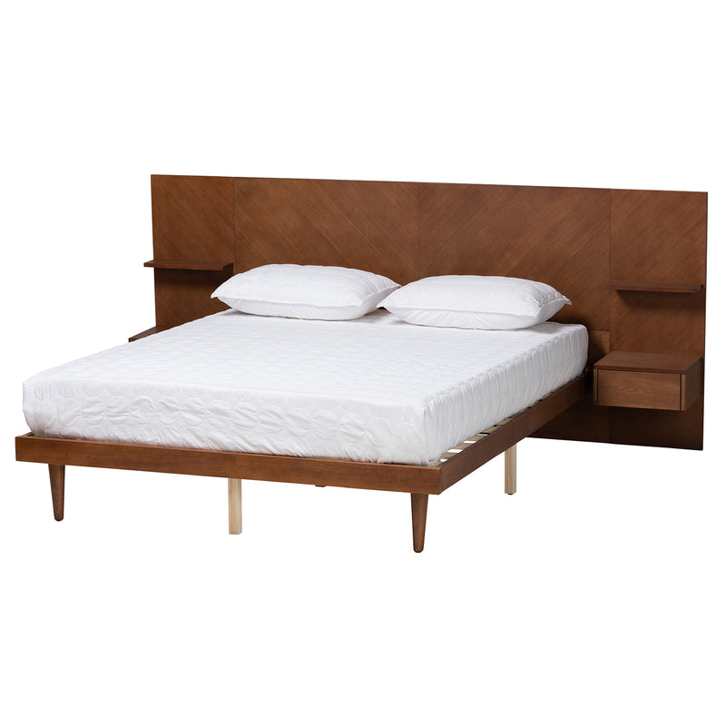 Platform bed with built in outlet nightstands