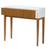 Baxton Studio Odile Mid-Century Modern Two-Tone Natural Brown and White Bayur Wood 1-Drawer Console Table