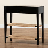 Baxton Studio Freya Modern Bohemian Black Finished Bayur Wood 1-Drawer Console Table