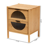 Baxton Studio Naresh Mid-Century Modern Transitional Natural Brown Bamboo Wood 2-Drawer End Table