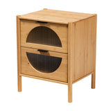 Naresh Mid-Century Modern Transitional Natural Brown Bamboo Wood End Table