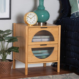 Baxton Studio Naresh Mid-Century Modern Transitional Natural Brown Bamboo Wood 2-Drawer End Table